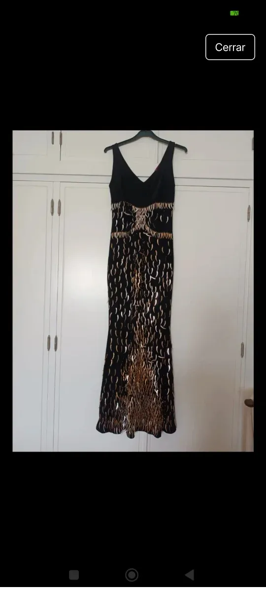 Vestido fiesta negro y dorado