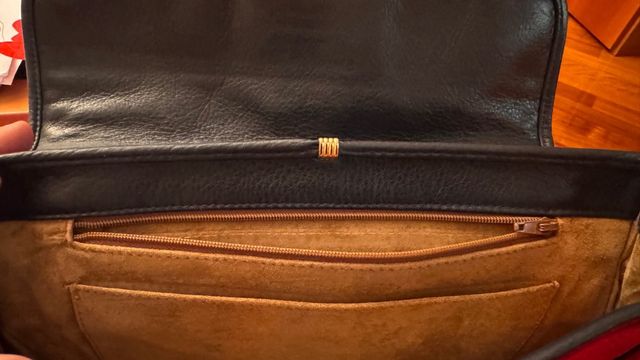 Borsa in pelle e rettile nera e verde