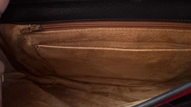 Borsa in pelle e rettile nera e verde