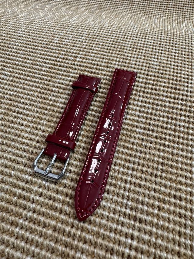 Correa de piel 20mm color rojo cereza