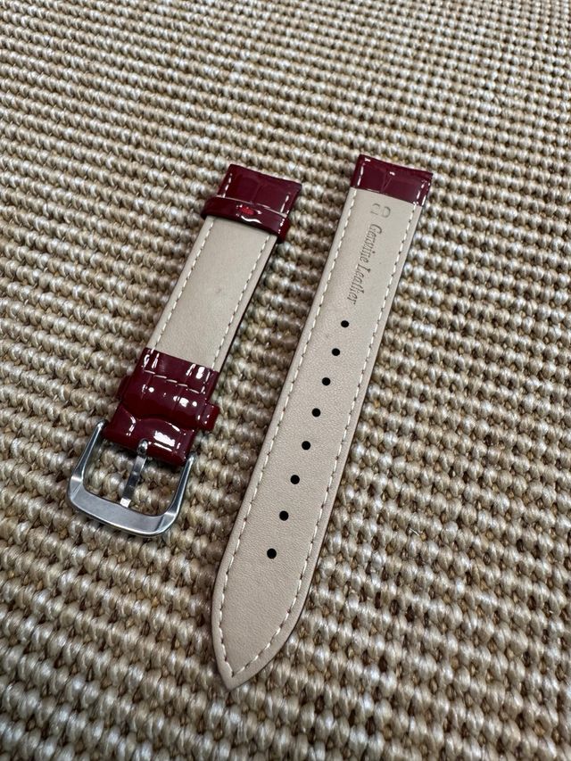 Correa de piel 20mm color rojo cereza