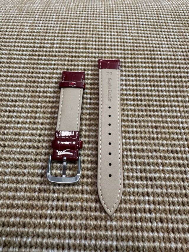 Correa de piel 20mm color rojo cereza