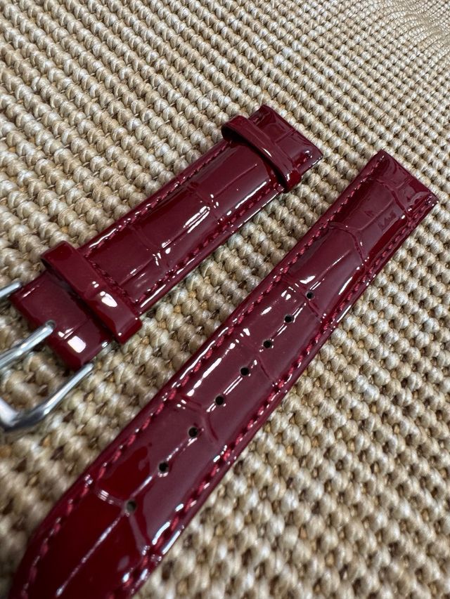 Correa de piel 20mm color rojo cereza