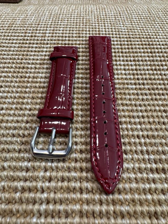 Correa de piel 20mm color rojo cereza