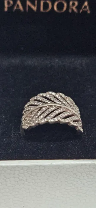 Anillo Pandora Pluma Brillante Plata