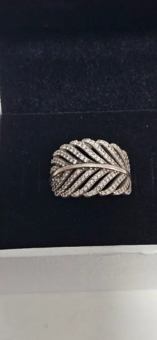 Anillo Pandora Pluma Brillante Plata
