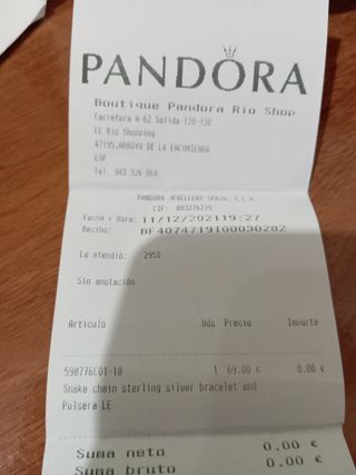 Pulsera Pandora Plata Flor