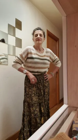 Jersey de punto calado con rayas