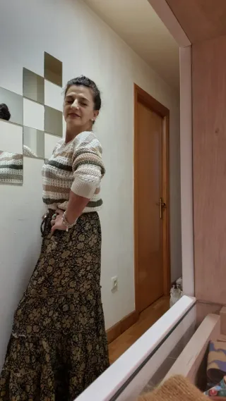 Jersey de punto calado con rayas