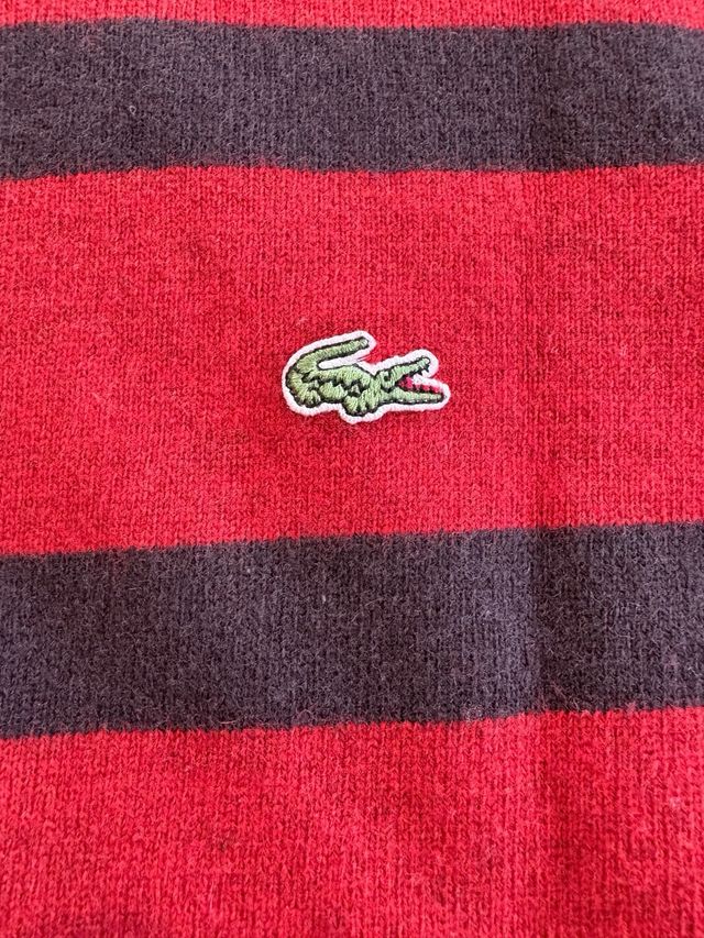 Chaqueta Lacoste Rayas Roja y Negra T-4