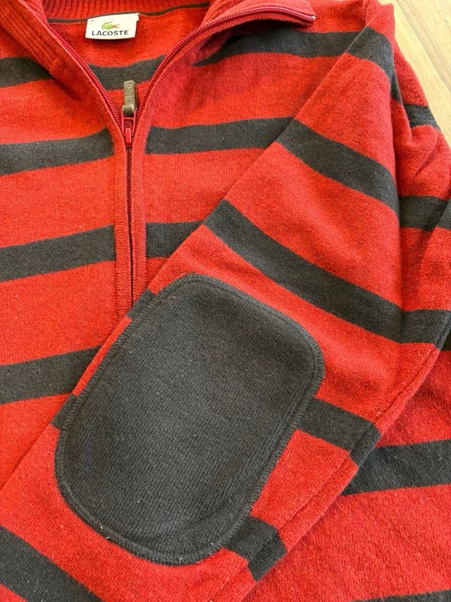 Chaqueta Lacoste Rayas Roja y Negra T-4