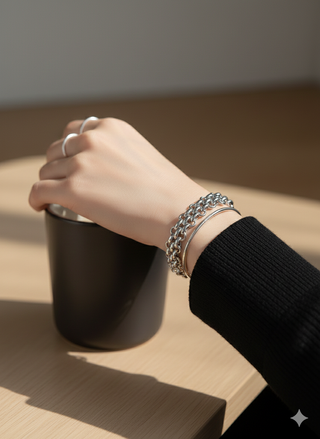 Bracciale Catena Massiccia Argento Stile Elegante