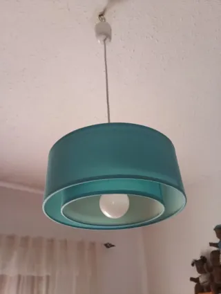 Lámpara colgante tela azul