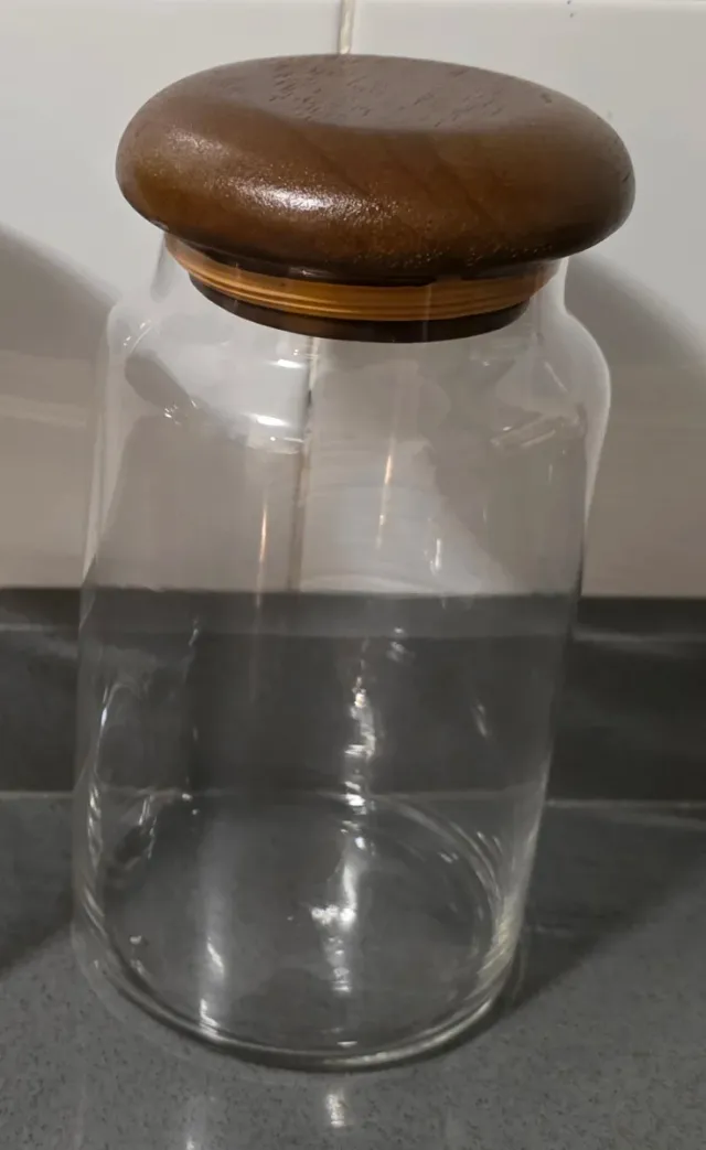 Botes de cristal con tapa de madera, para almacena