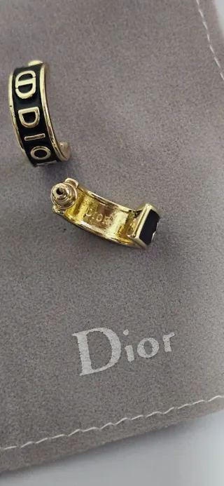 Pendientes Dior Aro dorado y Negro