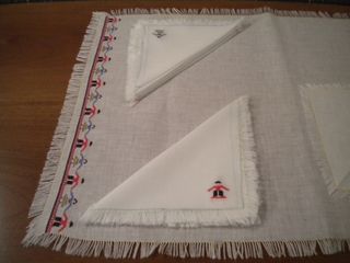 Tovaglietta caffè ricamata a mano-6 tovaglioli