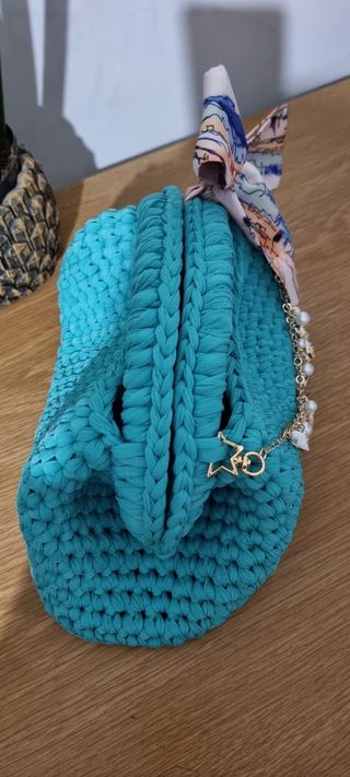Clutch bag Borsa uncinetto fatta a mano, turchese