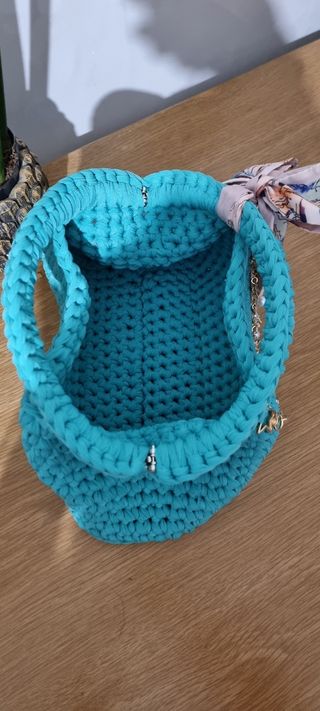 Clutch bag Borsa uncinetto fatta a mano, turchese