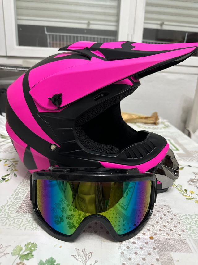 Casco Motocross Infantil Rosa y Negro