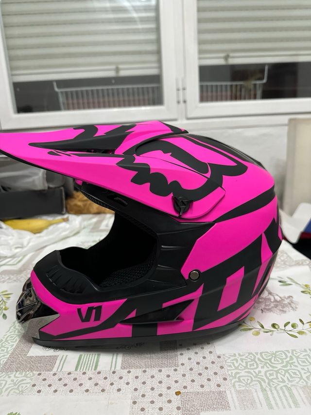 Casco Motocross Infantil Rosa y Negro