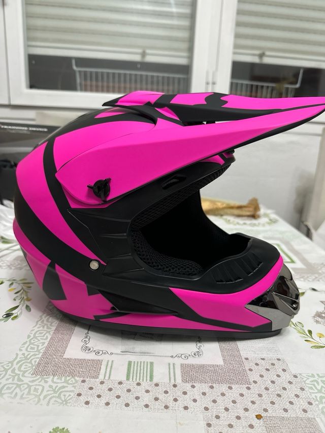 Casco Motocross Infantil Rosa y Negro