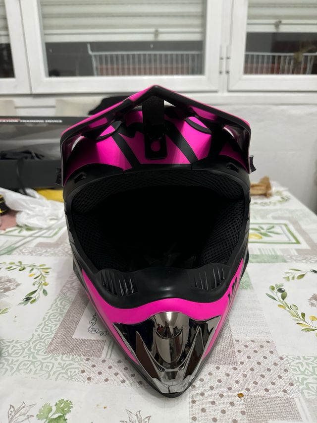 Casco Motocross Infantil Rosa y Negro
