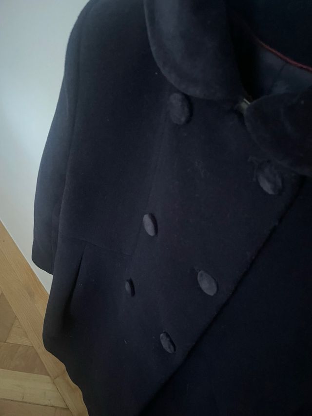 Abrigo paño niña T.10 azul marino