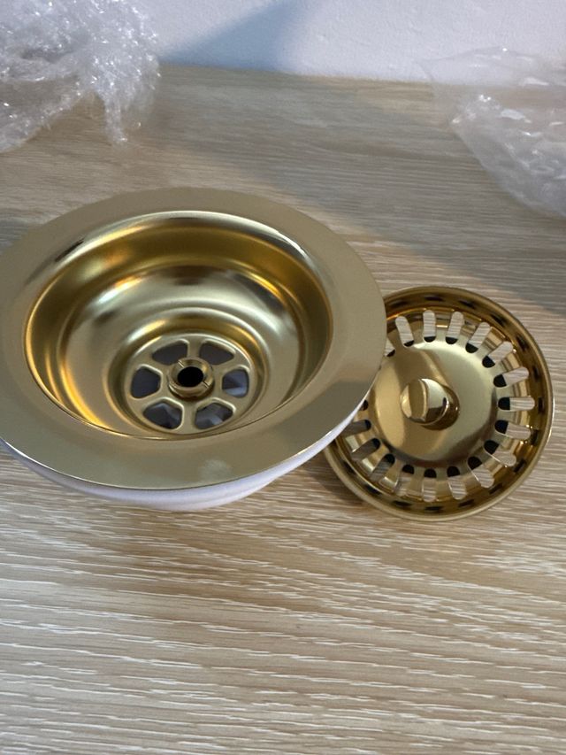 nuevo Colador Fregadero Acero Inoxidable Dorado
