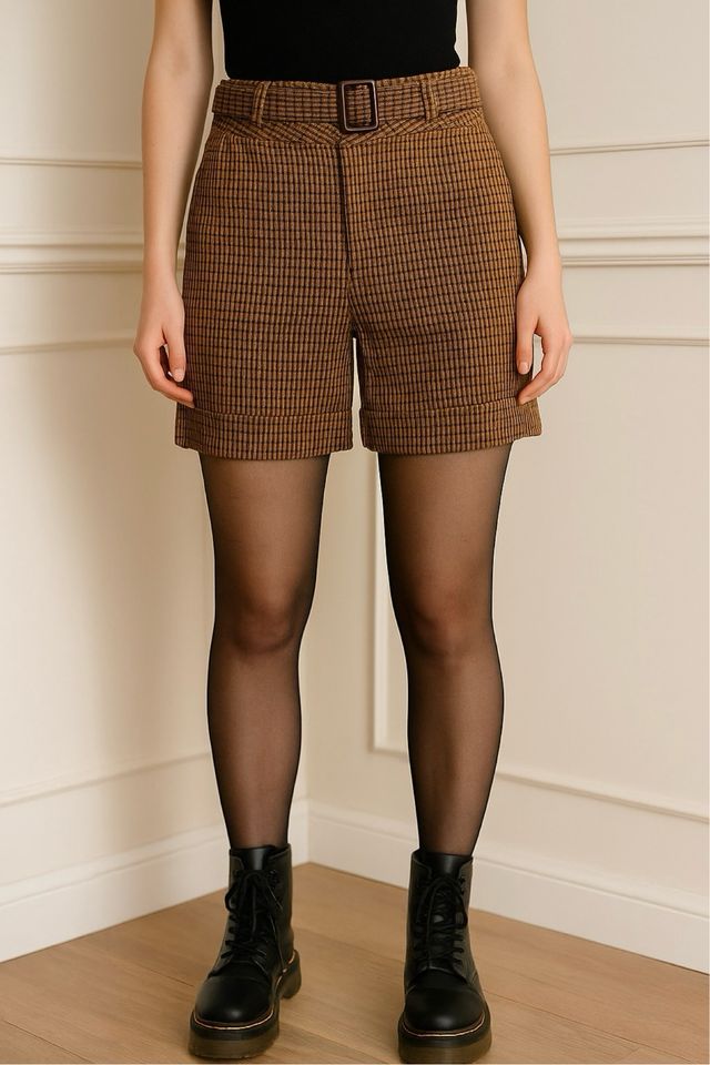 Shorts Zara a quadri marroni