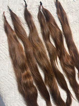 Mallas moño fallera pelo natural rojizo