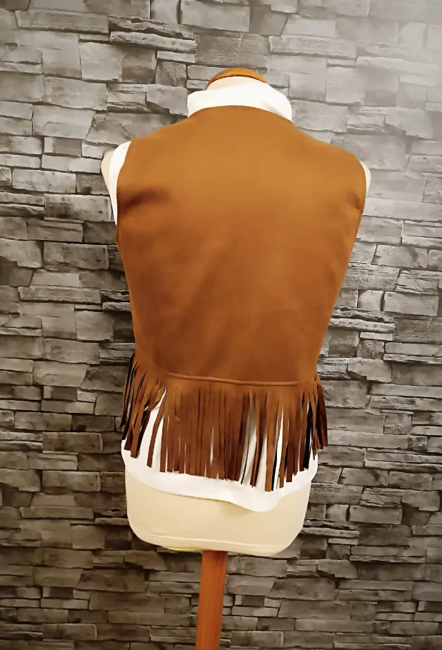 Chaleco con flecos marrón M