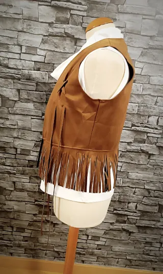 Chaleco con flecos marrón M