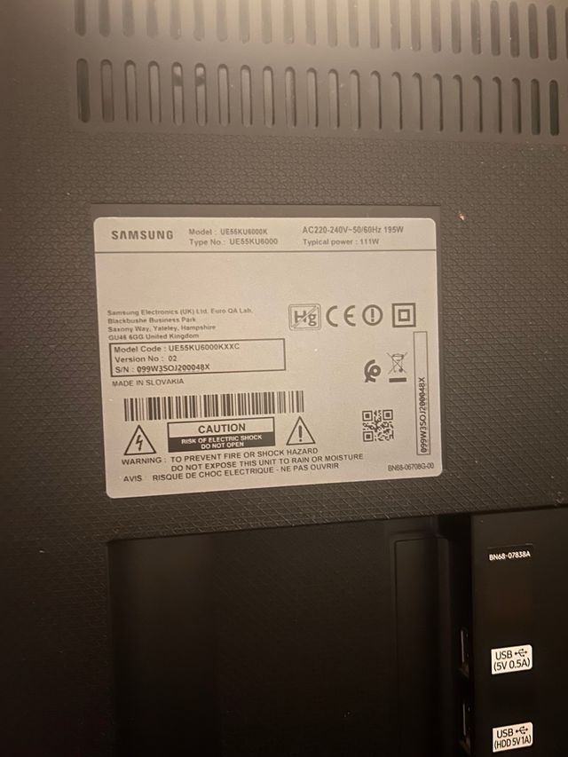 Televisor Samsung 55” LED Azules