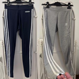 SET DE 2 LEGGINS MALLAS ADIDAS MUJER S GRIS AZUL