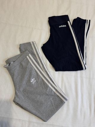 SET DE 2 LEGGINS MALLAS ADIDAS MUJER S GRIS AZUL