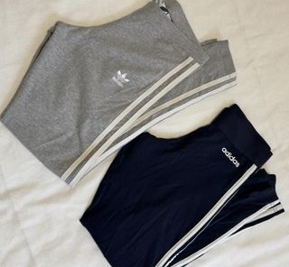 SET DE 2 LEGGINS MALLAS ADIDAS MUJER S GRIS AZUL