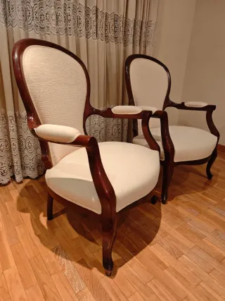 Pack de 2 Sillones de madera y tela