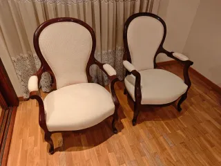 Pack de 2 Sillones de madera y tela