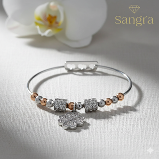 Bracciale Sangra Quadrifoglio Brillante Acciaio