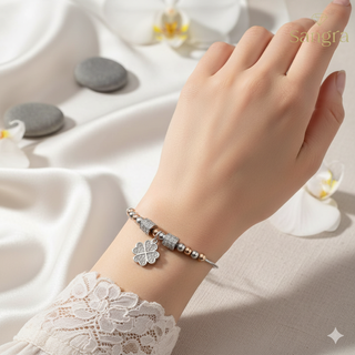 Bracciale Sangra Quadrifoglio Brillante Acciaio