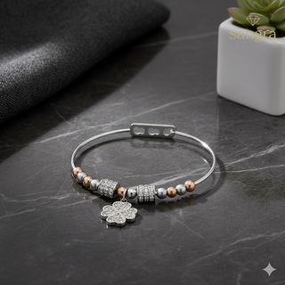 Bracciale Sangra Quadrifoglio Brillante Acciaio