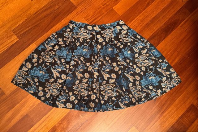 Gonna damascata nera e blu