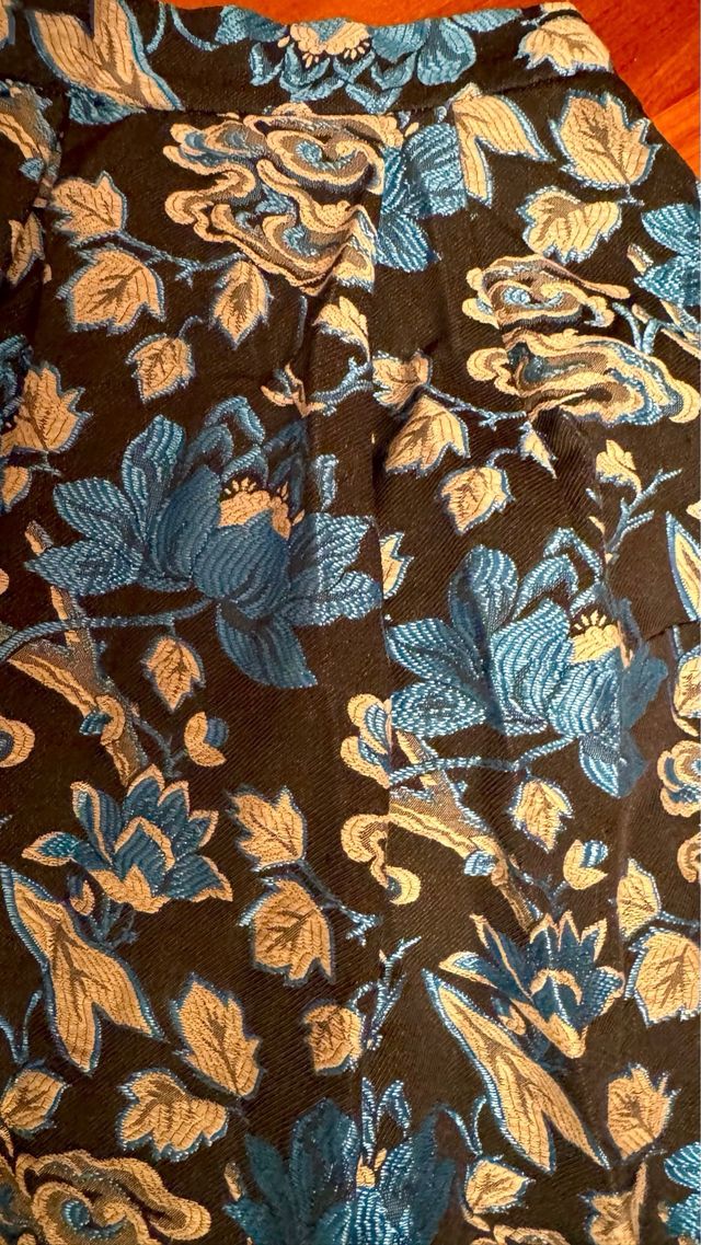 Gonna damascata nera e blu