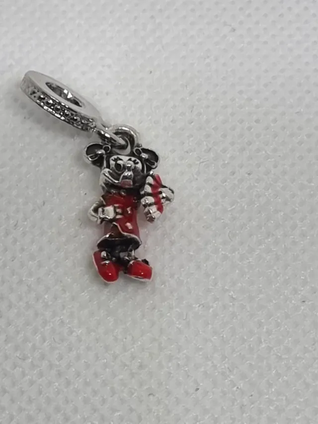 Charm Minnie Mouse Disney Rojo y Plateado