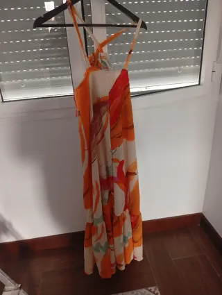 Vestido largo estampado naranja