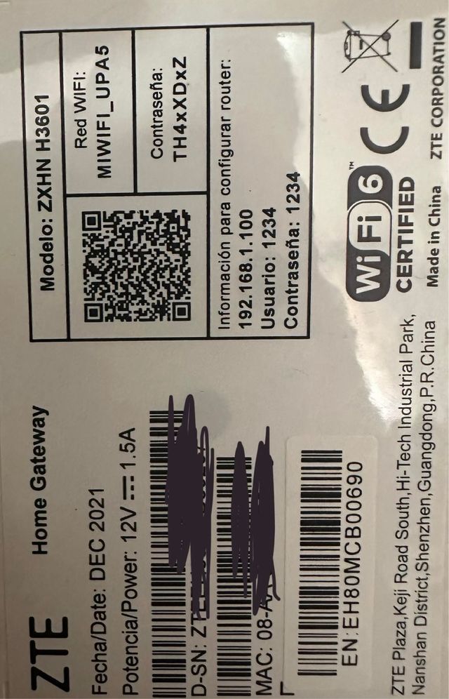 ZTE H3601 Router Wi-Fi