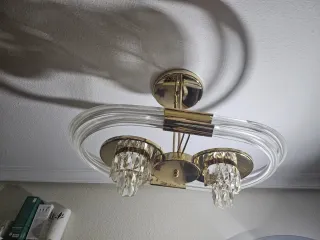 2 Lámparas de techo dorada y transparente