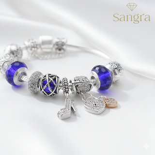 Bracciale componibile Sangra charms blu
