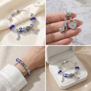 Bracciale componibile Sangra charms blu