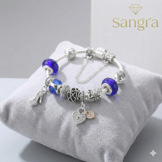 Bracciale componibile Sangra charms blu